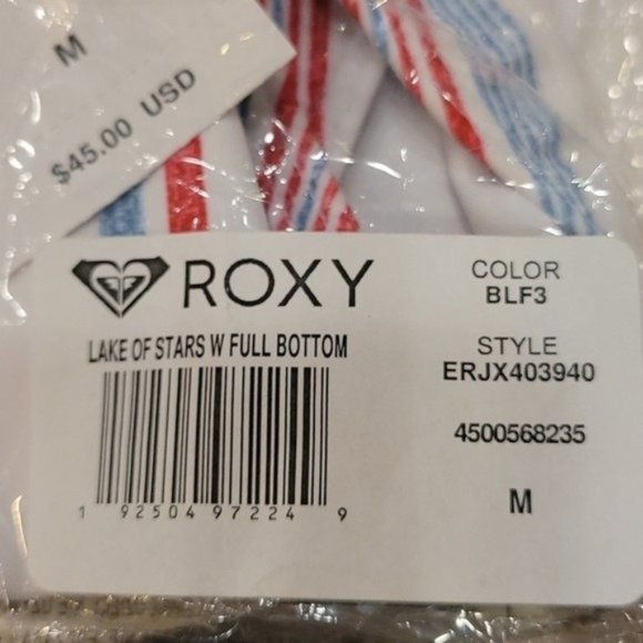 NWT ROXY Red Blue Lake Stars Stripe High-Leg Bikini Swim Bottoms Medium - Picture 4 of 7